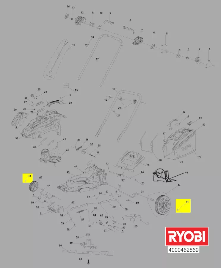 circlip fixation roue tondeuse à gazon réf. 5131042141 Ryobi